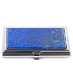 Визитница карманная металлическая с накладкой из натурального камня Лазурит Stone Business Card Holders  варинант исполнения - 1 | Loft Concept в Липецке