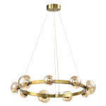 Люстра подвесная светодиодная с 9-ю круглыми плафонами коньячного цвета Iona Chandelier Brass  варинант исполнения - 1 | Loft Concept в Липецке