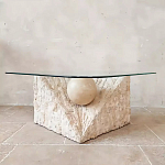 Дизайнерский журнальный стол в виде раковины с жемчужиной под прозрачной столешницей Fahin варинант исполнения - 2 | Loft Concept в Липецке