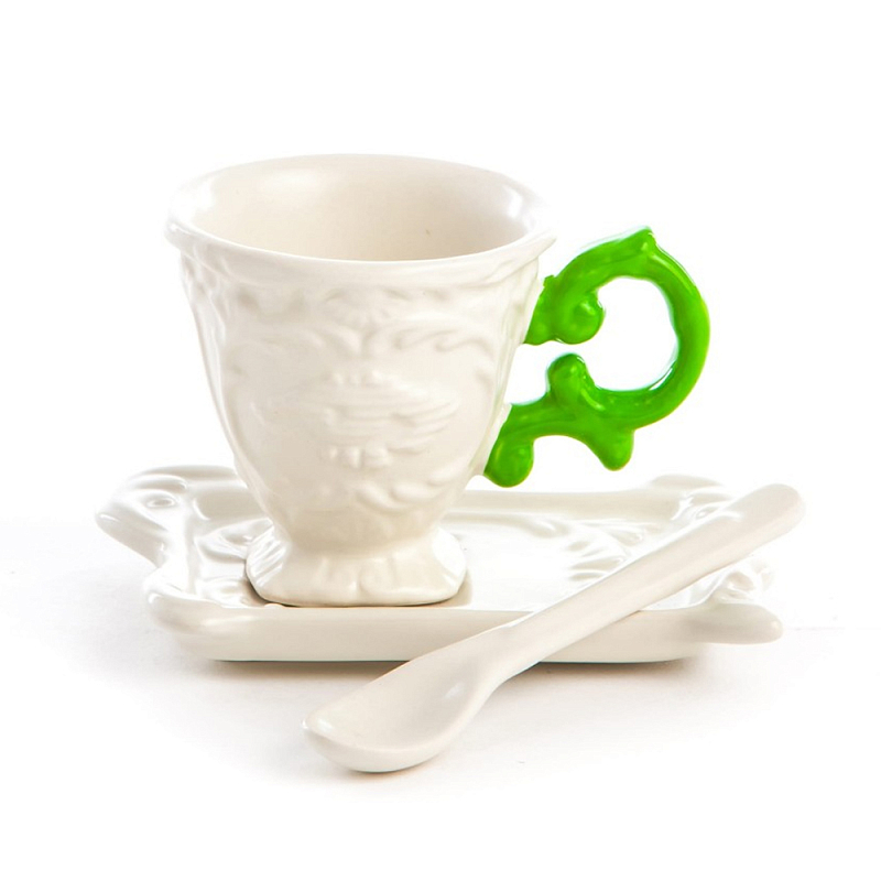 Кофейная пара Seletti I-Coffee Green Белый Зеленый Кофейная пара Seletti I-Coffee Green Белый Зеленый в Липецке | Loft Concept