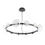Люстра подвесная круглая с 12-ю прозрачными куполообразными плафонами и черным металлическим основанием Flos Wireline Lighting варинант исполнения - 2 | Loft Concept в Липецке