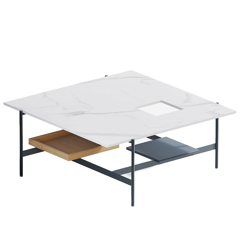 Karat журнальный столик с съемным подносом Графит Белый Мрамор Bianco в Липецке | Loft Concept 