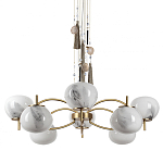 Люстра подвесная с 8-ю шарообразными плафонами из белого стекла с подвесками из камня и кисточками Agatelle варинант исполнения - 1 | Loft Concept в Липецке