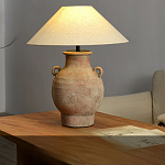 Настольная лампа керамическая с ручками и тканевым абажуром Eastern Tale варинант исполнения - 1 | Loft Concept в Липецке