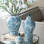Ваза с крышкой и голубым цветочным рисунком на белом фоне Blue & White Ornament варинант исполнения - 5 | Loft Concept в Липецке