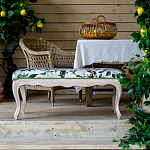 Банкетка из натурального бука золотистая с изображением птиц и цветов Blooming Birds варинант исполнения - 4 | Loft Concept в Липецке