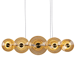 Люстра подвесная светодиодная со стеклянными плафонами янтарного цвета в форме дисков Savio Glass Disc варинант исполнения - 1 | Loft Concept в Липецке