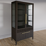 Витрина Primo со стеклянными фасадами и буфетом шпон Темный орех варинант исполнения - 3 | Loft Concept в Липецке