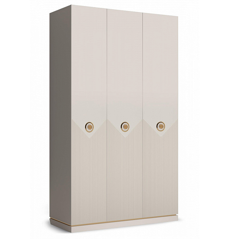 Шкаф трёхстворчатый платяной Satin Furniture Бежево-серый Шкаф трёхстворчатый платяной Satin Furniture Бежево-серый в Липецке | Loft Concept