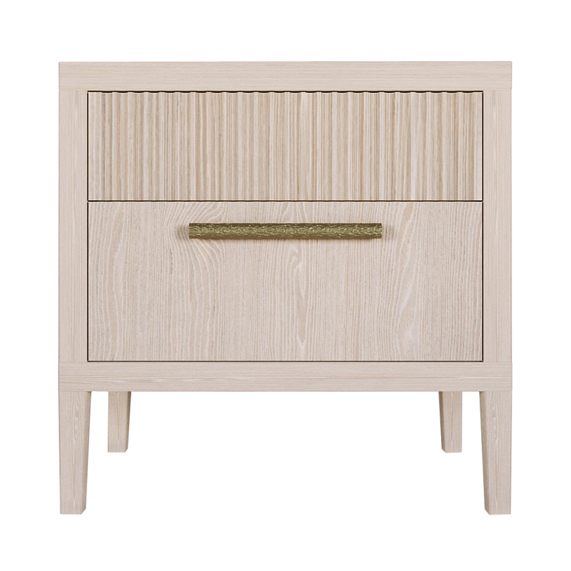 Прикроватная Тумбочка Primo с двумя ящиками Светлый дуб Древесина Золотой в Липецке | Loft Concept 