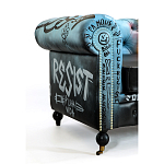 Диван в Лофт Честерфильд граффити из винтажной кожи GRAFFITI PARA Chesterfield варинант исполнения - 4 | Loft Concept в Липецке