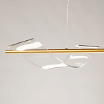 Люстра линейная золотистого цвета с двумя прозрачными волнистыми элементами Wave Line варинант исполнения - 4 | Loft Concept в Липецке