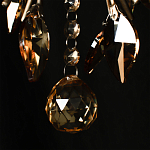 Люстра подвесная круглая с тканевым полупрозрачным абажуром и подвесками 4 лампы Gilded Elegance варинант исполнения - 7 | Loft Concept в Липецке