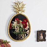 Зеркало овальной формы с золотистой рамкой и декоративной верхушкой в виде ананаса Pineapple Shine  варинант исполнения - 2 | Loft Concept в Липецке