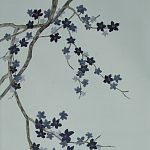 Обои ручная роспись Cherry Tree Original colourway on Adam Grey dyed silk варинант исполнения - 2 | Loft Concept в Липецке