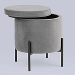 Серый пуф на черных ножках SANJAY варинант исполнения - 2 | Loft Concept в Липецке