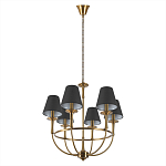 Люстра на металлическом основании бронзового цвета с 6-ю черными конусовидными абажурами Dignity варинант исполнения - 4 | Loft Concept в Липецке