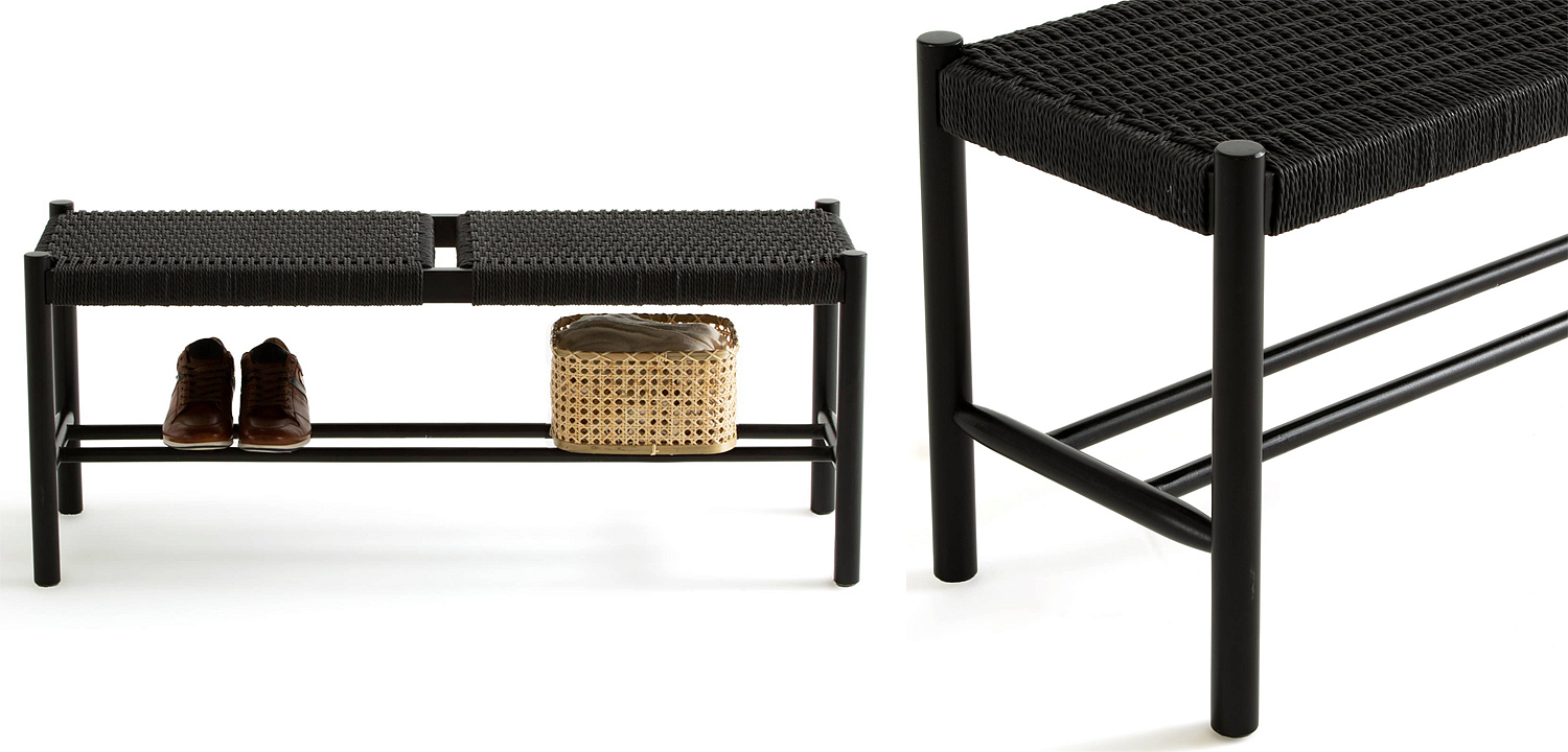 Банкетка Enzo Wicker Black Banquet Банкетка Enzo Wicker Black Banquet - Loft-Concept в Липецке