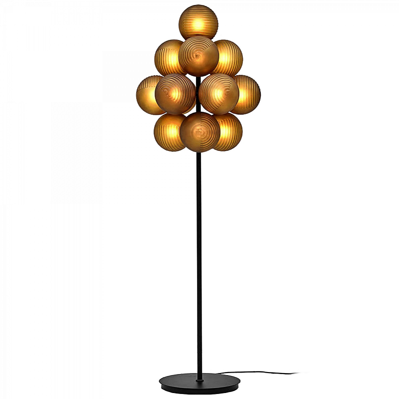 Торшер с круглыми плафонами Syridine Floor lamp Черный Янтарь (Amber) в Липецке | Loft Concept 