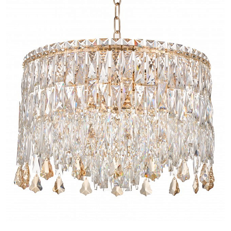 Люстра круглая с хрустальными подвесками на золотистом каркасе Roul Crystal Light Золотой Прозрачный Люстра круглая с хрустальными подвесками на золотистом каркасе Roul Crystal Light Золотой Прозрачный в Липецке | Loft Concept