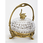 Конфетница из прозрачного рельефного стекла с ручкой и фигуркой лебедя Eden Garden варинант исполнения - 3 | Loft Concept в Липецке