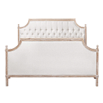 Кровать двуспальная светло-бежевая с основанием из массива дуба с мягким изголовьем Flax Beds варинант исполнения - 1 | Loft Concept в Липецке