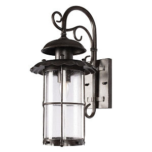 Уличный настенный светильник с цилиндрическим плафоном и изогнутым кованым каркасом Elysian Lanterns