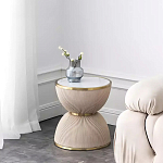 Дизайнерский журнальный стол фактурный с круглой белой столешницей Luler варинант исполнения - 1 | Loft Concept в Липецке