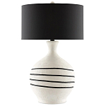 Настольная лампа фактурная с черными круговыми линиями на корпусе Recess варинант исполнения - 3 | Loft Concept в Липецке