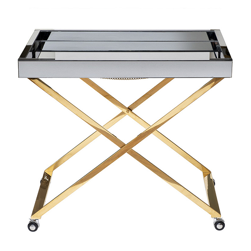 Стол сервировочный с зеркальной столешницей Splendid Serving Table Золотой Хром в Липецке | Loft Concept 