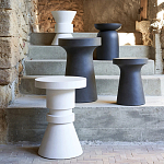 Приставной стол из искусственного камня Chess Black варинант исполнения - 3 | Loft Concept в Липецке