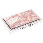 Таблетница карманная прямоугольная на 7 отделений с зеркалом и накладкой из натурального камня Турмалин Silver Stone Pillboxes варинант исполнения - 1 | Loft Concept в Липецке