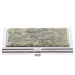 Визитница карманная металлическая с накладкой из натурального камня Апатит Stone Business Card Holders варинант исполнения - 1 | Loft Concept в Липецке