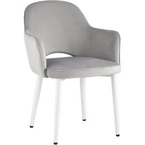 Стул SHARRON Светло-Серый Велюр Белые Ножки