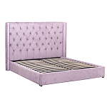 Кровать двуспальная фиолетовая с основанием из массива дерева с мягким изголовьем Velour Beds варинант исполнения - 1 | Loft Concept в Липецке