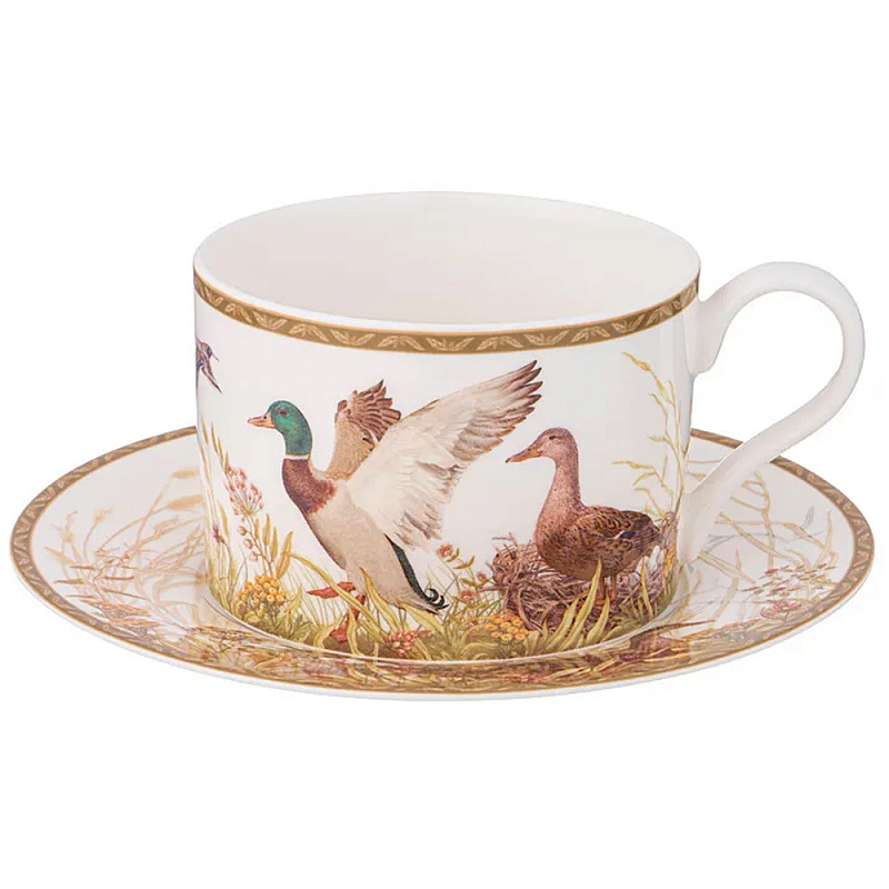 Чайная пара из фарфора с изображением собаки и уток 300 мл Hunting Porcelain Collection Белый Коричневый Мульти Чайная пара из фарфора с изображением собаки и уток 300 мл Hunting Porcelain Collection Белый Коричневый Мульти в Липецке | Loft Concept