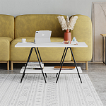 Стол журнальный с белой прямоугольной столешницей и полкой ESSEL WHITE варинант исполнения - 1 | Loft Concept в Липецке