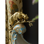 Чаша голубого цвета с оранментом и и бронзовыми фигурами леопардов Eden Garden варинант исполнения - 7 | Loft Concept в Липецке