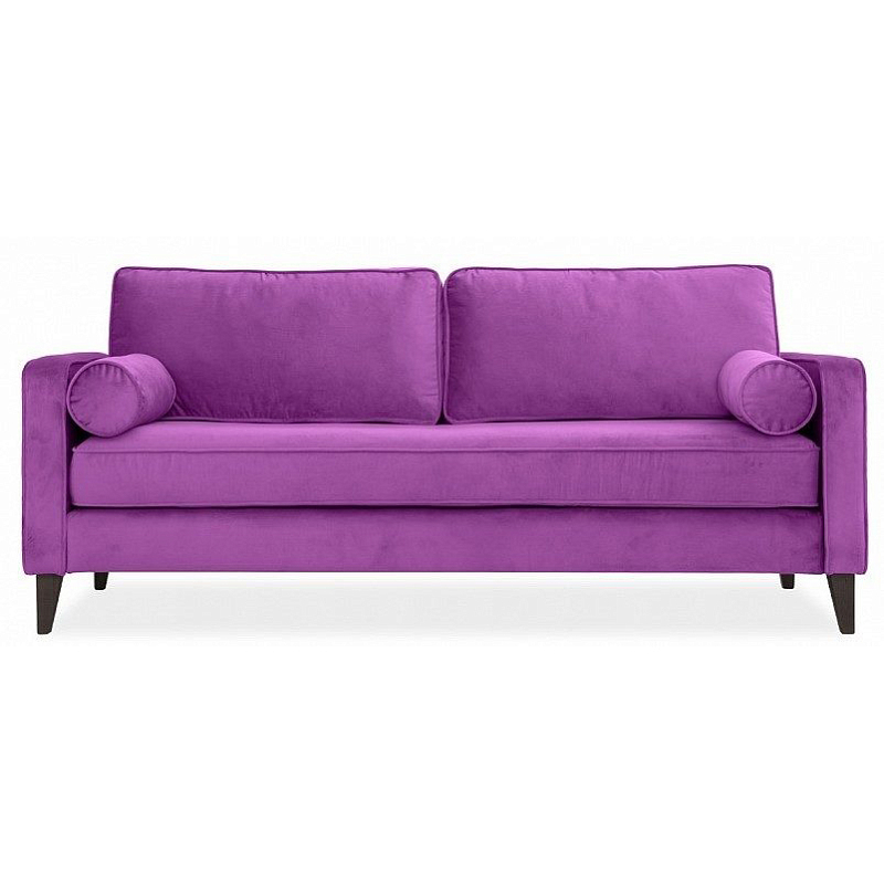 Диван бархатный с двумя подушками-валиками Simple Berry Sofa Лиловый Коричневый Диван бархатный с двумя подушками-валиками Simple Berry Sofa Лиловый Коричневый в Липецке | Loft Concept