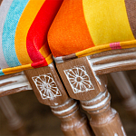 Стул бежевый в разноцветную полоску из натурального бука с изображением птиц и цветов Blooming Birds Colorful Stripes Chair варинант исполнения - 7 | Loft Concept в Липецке