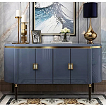 Дизайнерский комод синий глянцевый с золотыми ручками на 4-х дверцах Martin варинант исполнения - 2 | Loft Concept в Липецке