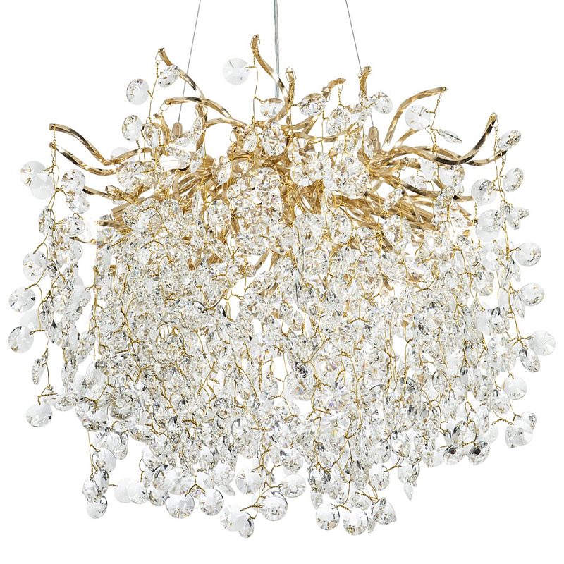Люстра с хрустальными подвесками на металлических ветках Fairytree Light Gold Chandelier 10 Прозрачный Золотой Люстра с хрустальными подвесками на металлических ветках Fairytree Light Gold Chandelier 10 Прозрачный Золотой в Липецке | Loft Concept
