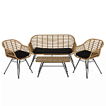 Журнальный столик с столешницей из ротанга и стекла Wicker Tabletop Under Glass варинант исполнения - 3 | Loft Concept в Липецке