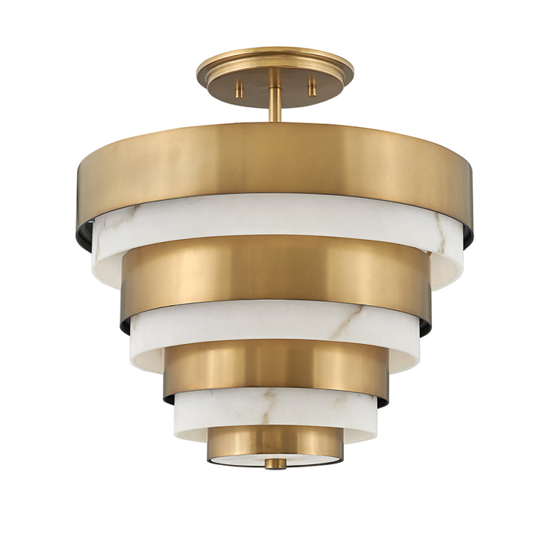 Потолочный светильник многоярусный с чередованием латунных и белых колец Hinkley  Латунь Белый в Липецке | Loft Concept 