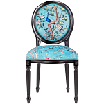 Стул из массива бука бирюзовый с изображением птиц в саду Turquoise Chinoiserie Blue Bird Chair варинант исполнения - 1 | Loft Concept в Липецке
