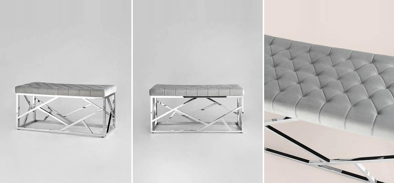 Банкетка серый велюр Geometry Serene Phoenix Банкетка серый велюр Geometry Serene Phoenix - Loft-Concept в Липецке