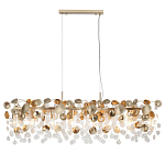 Люстра линейная с подвесками в форме монеток и золотистыми круглыми элементами из металла в виде лепестков FAIRYTREE Light варинант исполнения - 3 | Loft Concept в Липецке