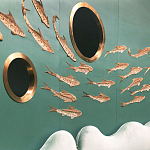 Обои с вышивкой ручной работы Deco Fish Original colourway варинант исполнения - 3 | Loft Concept в Липецке