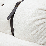 Двухместный диван без подлокотников белый с обивкой букле и ремешками из кожи Blaise Boucle Sofa варинант исполнения - 5 | Loft Concept в Липецке