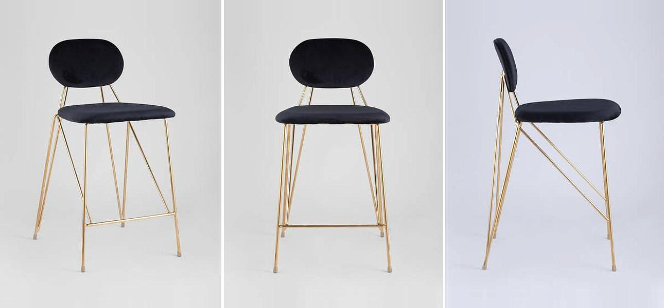 Полубарный Стул Alice Chair Черный Велюр Полубарный Стул Alice Chair Черный Велюр - Loft-Concept в Липецке